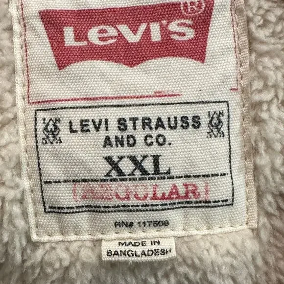 Levi's Khaki Cotton Ripstop Fabric XXL Fleece Lined Shacket - Picture 4 of 9